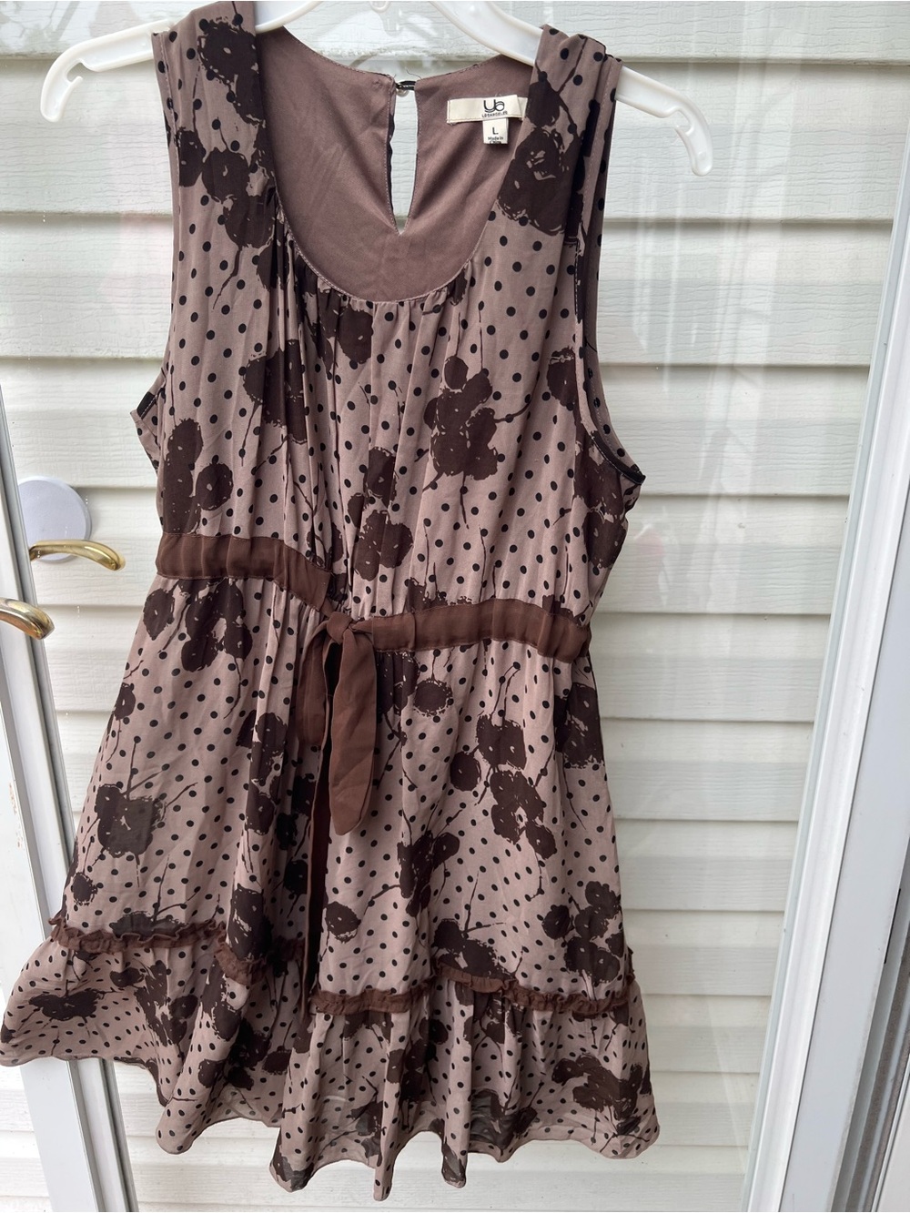Ya Los Angeles Brown Polka Dot Floral Mini Dress